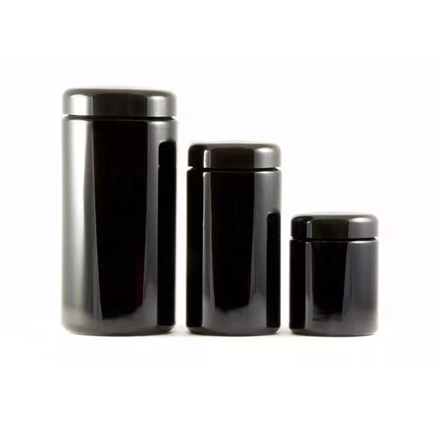 Frasco de vidro redondo vazio para concentrado UV 100/150/250/500ml, frasco de vidro violeta com tampa